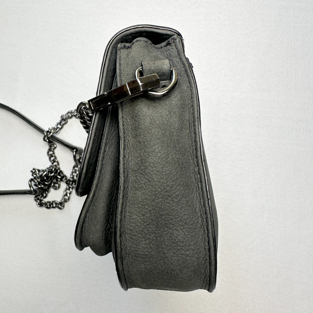 Rebecca Minkoff Purse S Charcoal Suede Studded Chain Crossbody Velvety‎ Baddie - Picture 6 of 16